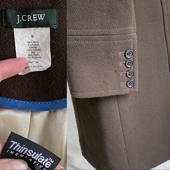 J.Crew 6 Wool Year Round Lady Coat 3/4 Midi Brown - Picture 6 of 9